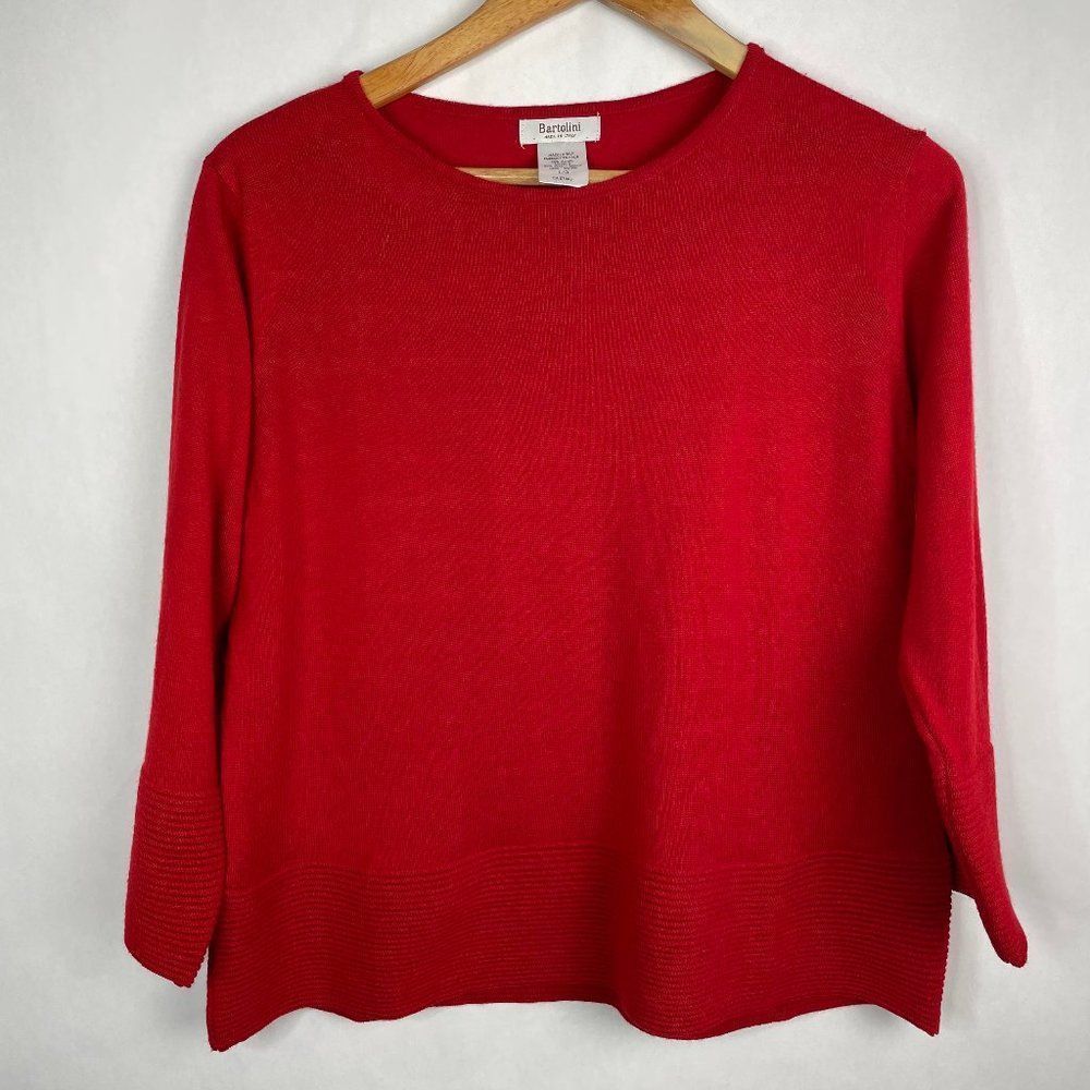 Bartolini Made In Italy  Crewneck 3/4 Sleeve Sweater Shirt  Merino Wool Blend